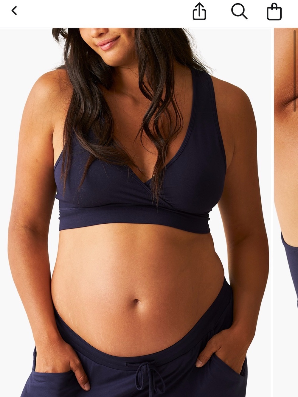 NWT Kindred Bravely Navy French Terry Racerback Bra L